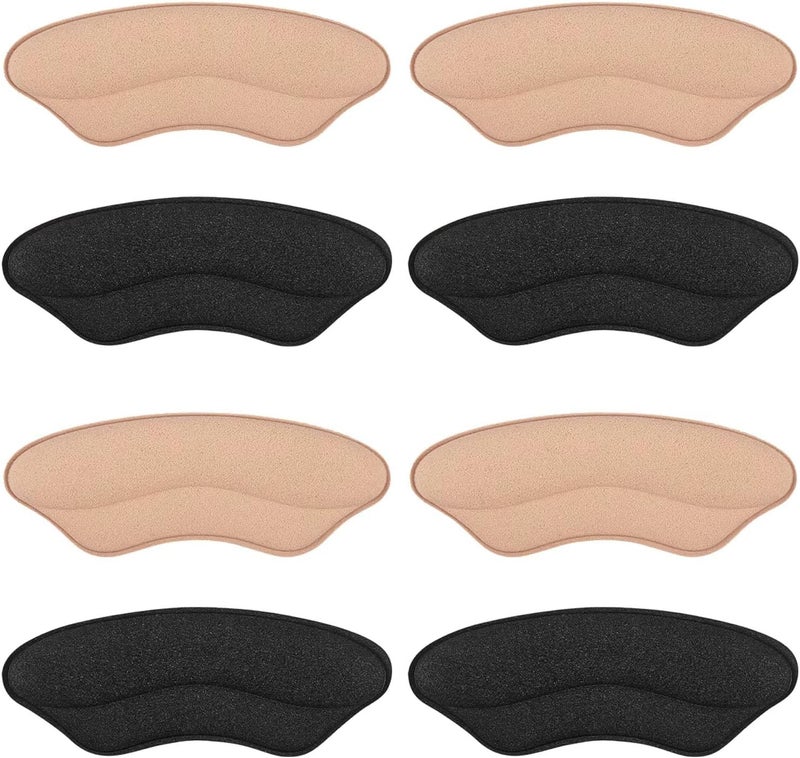 Riootlnm Heel Pads for Shoes That are Too Big, Heel Inserts for Women, Heel Grips for Womens Shoes, Heel Protectors, Heel Cushion Liners for Blisters Loose Shoes, Shoe Fillers (Foam RosybrownBlack 4Pairs) - Image 1